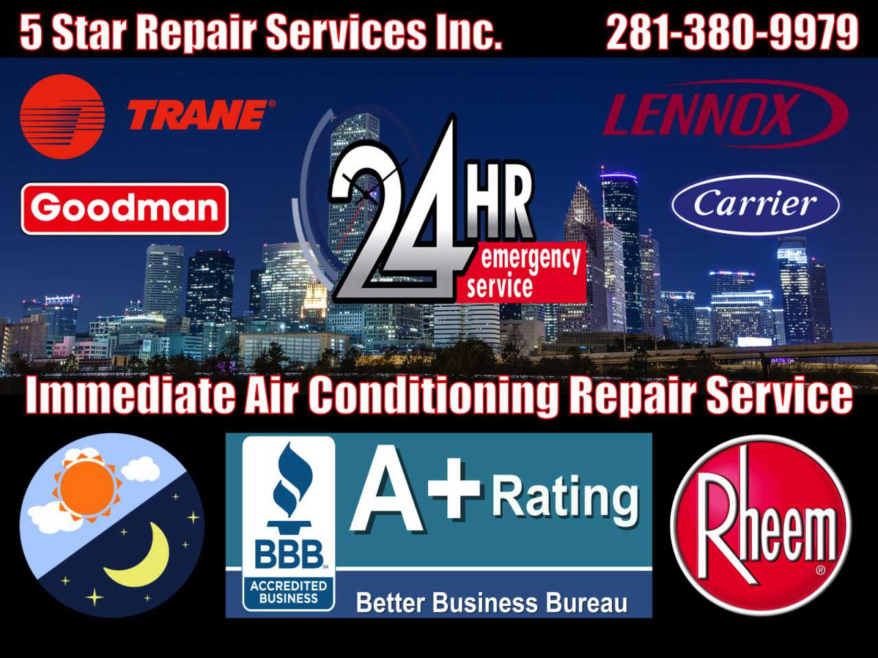 24 Hour Emergency AC HVAC Repair Service Friendswood 77089 77546 77549 77598
